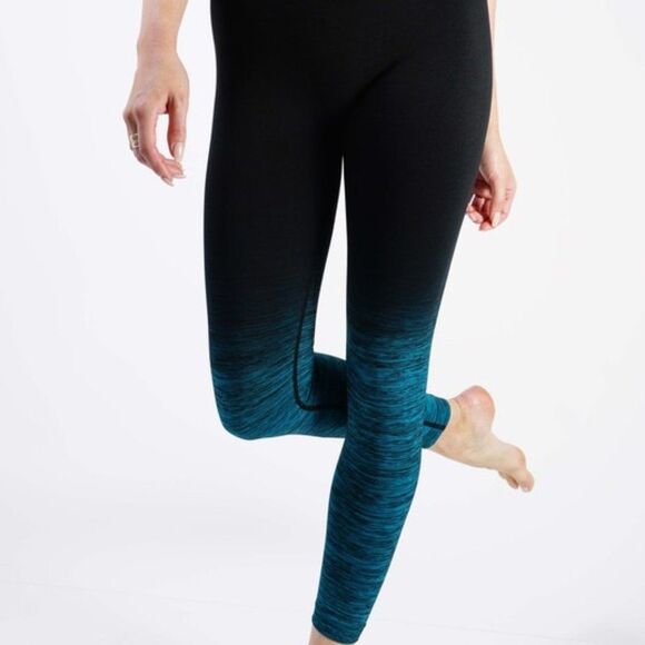 CODEFIT S/MP Yoga Ombre Green Gym Dry-Fit Compression Leggings - Picture 1 of 4